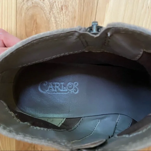 Carlos Brie Tan Suede Booties with Side Zip - Picture 6 of 8